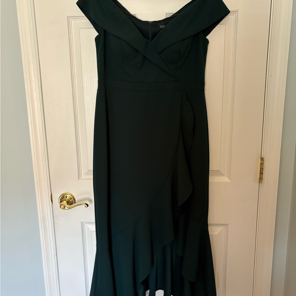 Xscape Dark Green High Low Dress